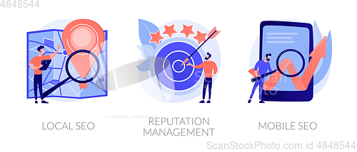 Image of SEO management vector concept metaphors.