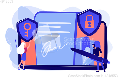 Image of Electronic signature concept vector illustration.