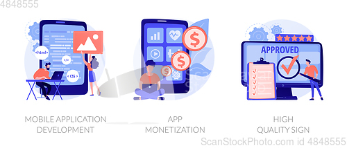 Image of App software development vector concept metaphors.