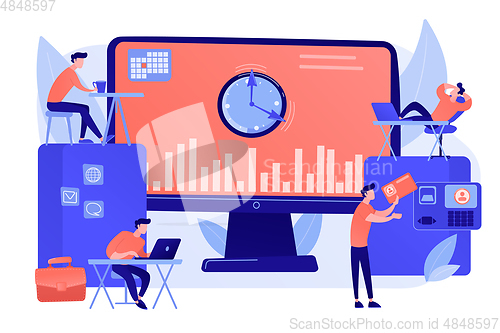 Image of Time and attendance tracking system concept vector illustration