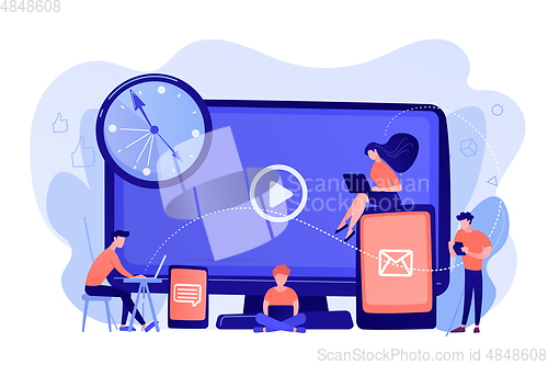 Image of Screen addiction concept vector illustration.