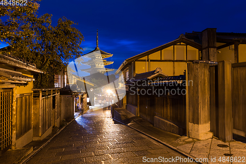 Image of Yasaka Pagoda in Kyoto of Japan at sunset