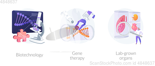 Image of Biomedical and molecular engineering vector concept metaphors.