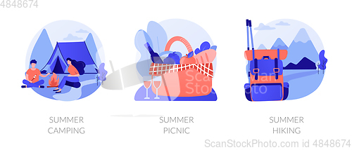 Image of Summer weekend activities vector concept metaphors.