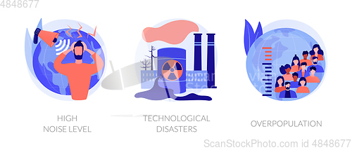 Image of Environmental problems caused by human factor, negative impact on nature vector concept metaphor.