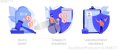 Image of Workers social security policies vector concept metaphors