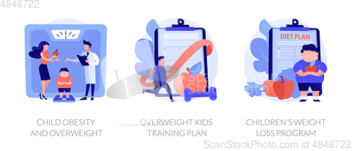 Image of Child overweight treatment vector concept metaphors.