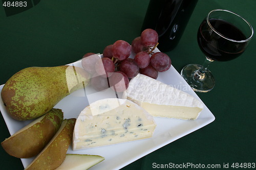 Image of Cheese,fruit and wine