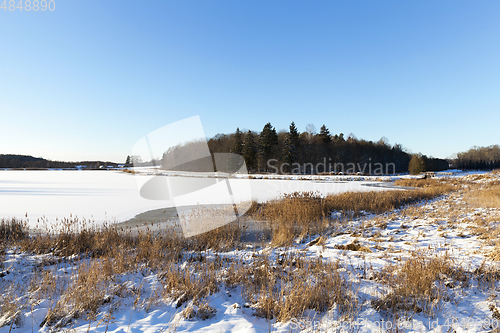 Image of ice-covered lake