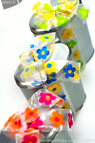 Image of tree beautiful metal gift boxes