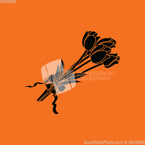 Image of Tulips bouquet icon with tied bow