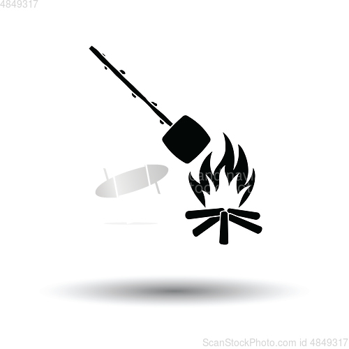 Image of Camping fire with roasting marshmallow icon