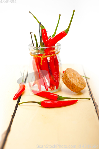 Image of red chili peppers on a glass jar