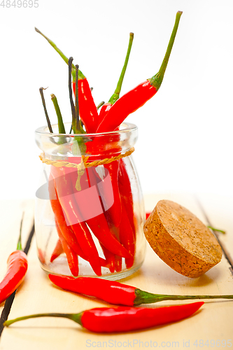 Image of red chili peppers on a glass jar