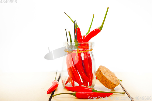 Image of red chili peppers on a glass jar