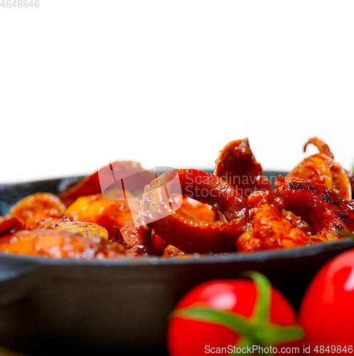 Image of fresh seafoos stew on an iron skillet