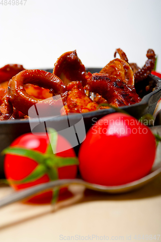 Image of fresh seafoos stew on an iron skillet