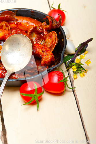 Image of fresh seafoos stew on an iron skillet