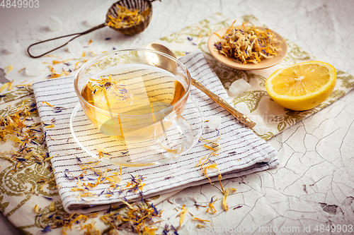 Image of Cup of herbal tea with lemon