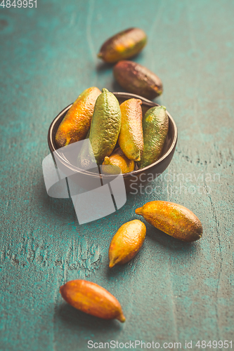 Image of Australian finger lime or caviar lime, edible fruits used in gourmet cuisine