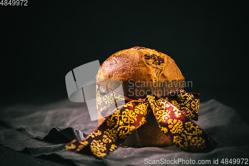 Image of Panettone - traditional Italian Christmas cake with chocolate chips