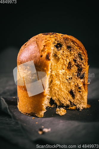 Image of Panettone - traditional Italian Christmas cake with chocolate chips