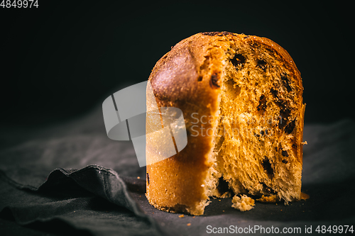 Image of Panettone - traditional Italian Christmas cake with chocolate chips