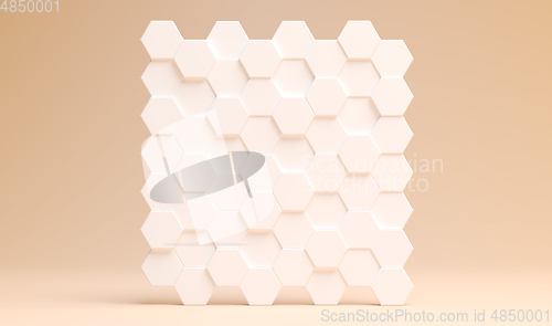 Image of 3D rendering of white octagon panel standing on beige background