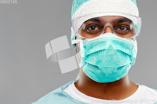 Image of indian male doctor or surgeon in protective wear