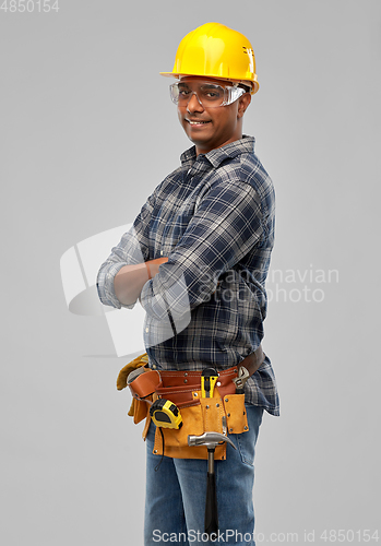 Image of happy indian worker or builder with crossed arms