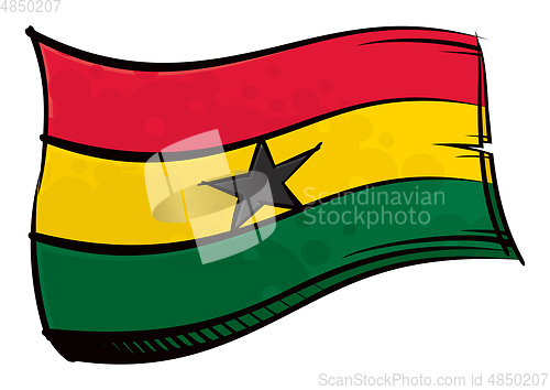 Image of Painted Ghana flag waving in wind