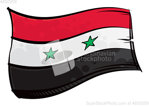 Image of Painted Syria flag waving in wind