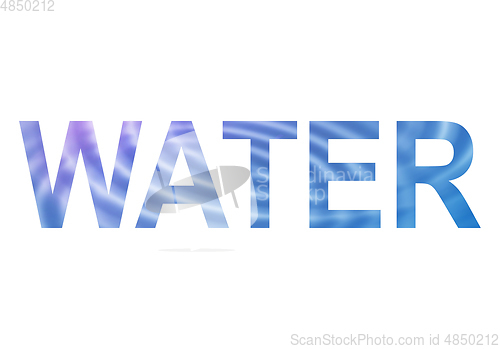 Image of Word WATER with blue abstract water pattern