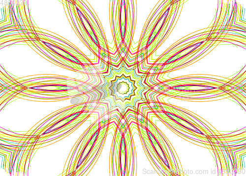 Image of Abstract pattern from bright colorful lines on white