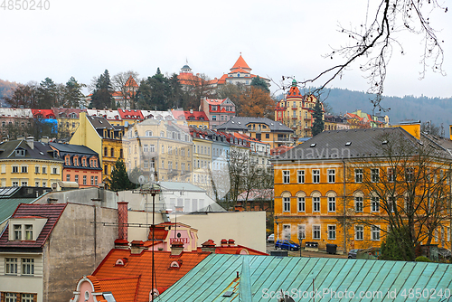 Image of Cityscape of Karlovy Vary in the late autumn time, Czech Republi