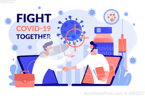 Image of Fight Covid-2019 together vector concept illustration.