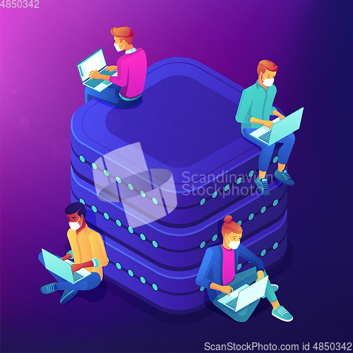 Image of Social networking during self-isolation abstract isometric illus