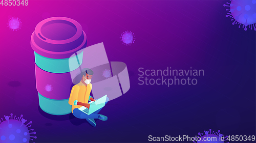 Image of Distance working during quarantine abstract concept.