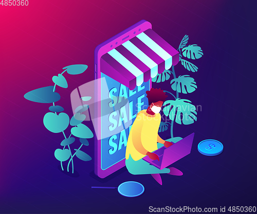 Image of Online shopping concept vector isometric illustration.