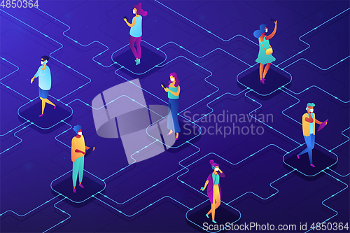 Image of Social distancing isometric illustration.