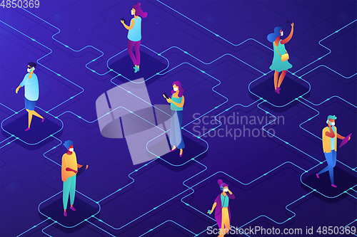 Image of Social distancing isometric illustration.