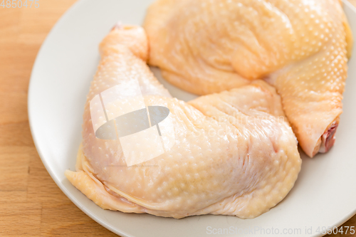 Image of Fresh Raw chicken legs on plate