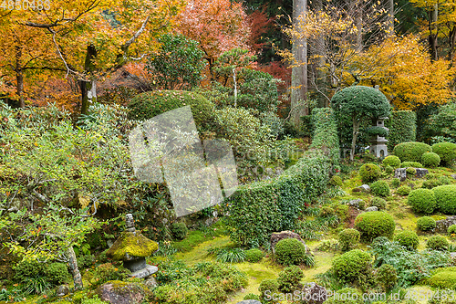 Image of Japanese temple in autumn season