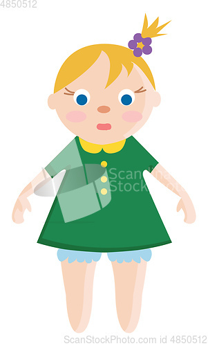 Image of A baby wearing a green dress vector or color illustration