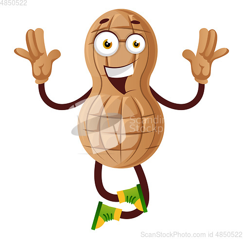 Image of Peanut jumping, illustration, vector on white background.