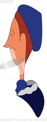 Image of Portrait of a man with a blue cap vector illustration on white b