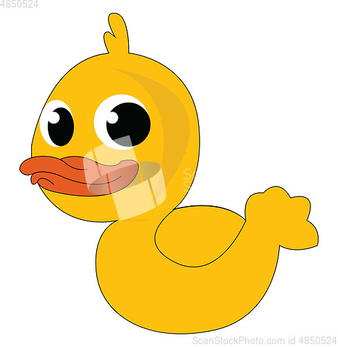 Image of A yellow rubber duck with red bill generally used as children\'s 