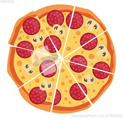 Image of Pepperoni and mushroom pizzaPrint