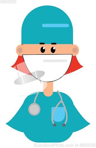 Image of Clipart of a female doctor in her blue uniform vector or color i