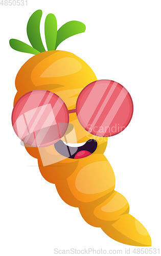 Image of Cool cartoon carrot illustration vector on white background
